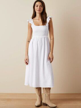 American Eagle White Smocked Dress XL Ruffle Strap Summer Dress NWOT